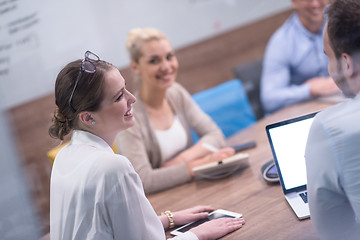 Image showing Startup Business Team At A Meeting at modern office building