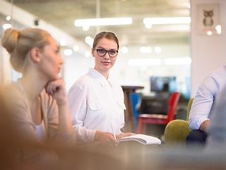 Image showing Startup Business Team At A Meeting at modern office building