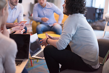 Image showing Startup Business Team At A Meeting at modern office building