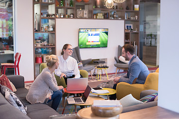 Image showing Startup Business Team At A Meeting at modern office building