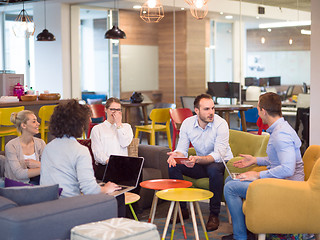 Image showing Startup Business Team At A Meeting at modern office building