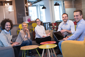 Image showing Startup Business Team At A Meeting at modern office building