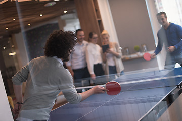 Image showing startup business team playing ping pong tennis