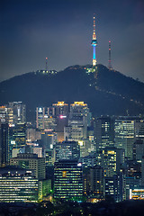 Image showing Seoul skyline in the night, South Korea.