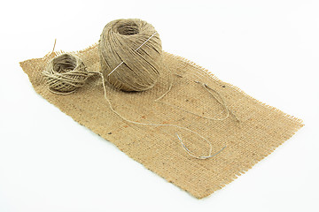 Image showing Sewing burlap. 