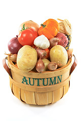 Image showing Autumn vegetables in basket. 