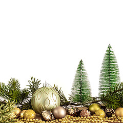 Image showing Christmas decoration glass balls with fir trees