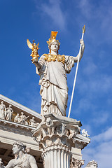 Image showing Athena Statue in front of the Parliament in Vienna Austria