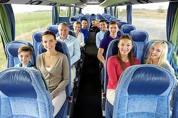 Image showing group of happy passengers travelling by bus