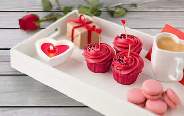 Image showing close up of red sweets for valentines day