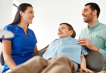 Image showing female dentist with kid patient at dental clinic