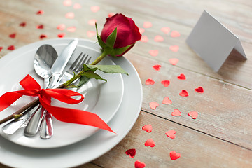 Image showing close up of table setting for valentines day