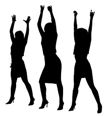 Image showing Women dancers group with raised hands up