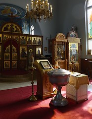 Image showing Vantaa, Finland – August 4, 2019: interior of the orthodox Hol