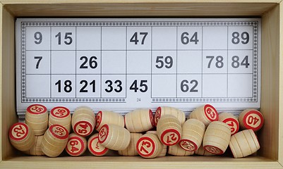 Image showing lotto set in wooden box