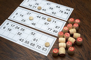 Image showing cards and kegs for lotto game on the table