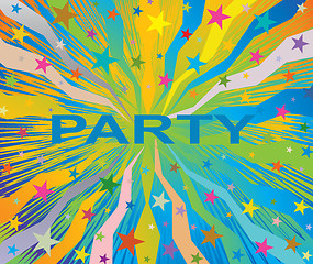 Image showing Celebratory burst background with word party 