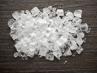 Image showing ice cubes on wooden table