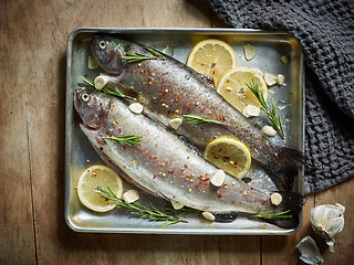 Image showing two raw trout fishes