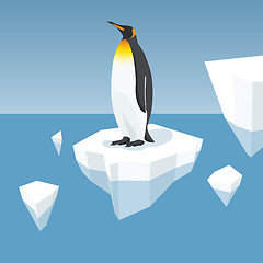 Image showing Melting Iceberg And King Penguin