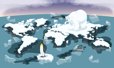 Image showing Melting Ice Map Of World