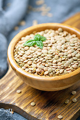 Image showing Brown organic dried lentils close up.