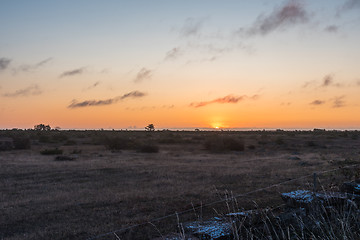 Image showing Sunrise in a great plain pastureland