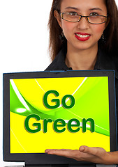 Image showing Go Green Computer Message As Symbol For Eco friendly
