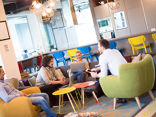 Image showing Startup Business Team At A Meeting at modern office building