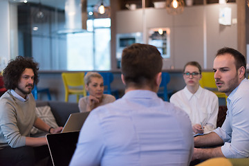 Image showing Startup Business Team At A Meeting at modern office building