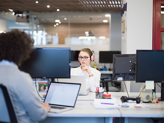 Image showing businesswoman using a laptop in startup office