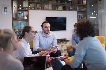 Image showing Startup Business Team At A Meeting at modern office building