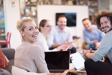 Image showing Startup Business Team At A Meeting at modern office building