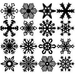 Image showing Set snowflakes icons on white background, illustration