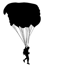 Image showing Skydiver, silhouettes parachuting on a white background