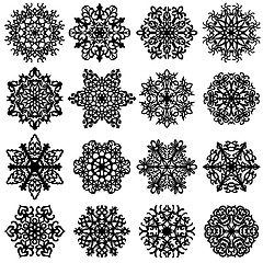 Image showing Set snowflakes icons on white background, illustration