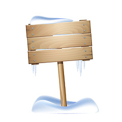 Image showing Wooden sign in snow