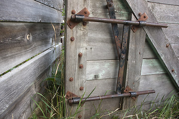 Image showing gate with a lock in an old cattle ranch