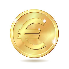 Image showing golden coin with euro sign