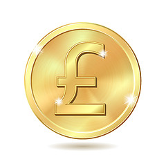 Image showing golden coin with pound sterling sign