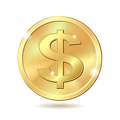 Image showing golden coin with dollar sign