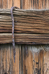 Image showing weathered wood and rusty hook