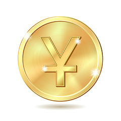 Image showing golden coin with yuan sign