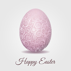 Image showing Easter card with pale pink pastel Easter egg