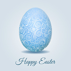 Image showing Easter card with pale blue pastel Easter egg