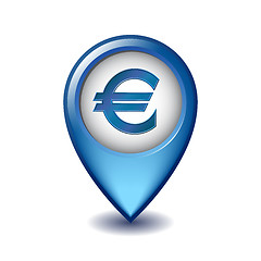 Image showing Marker location icon Euro sign.
