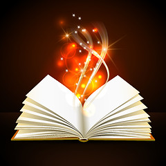 Image showing Open book with mystic bright light