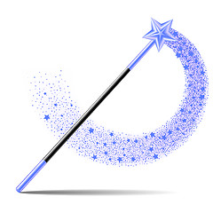 Image showing Magic Wand with blue sta and sparkle trail