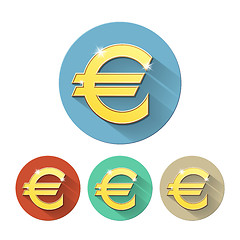 Image showing Euro signs set, on colored circles