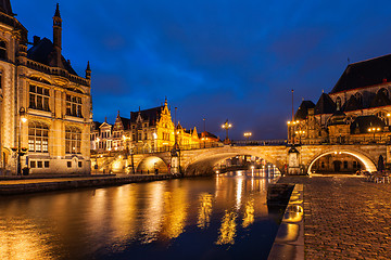 Image showing Ghent in the night, Belgium